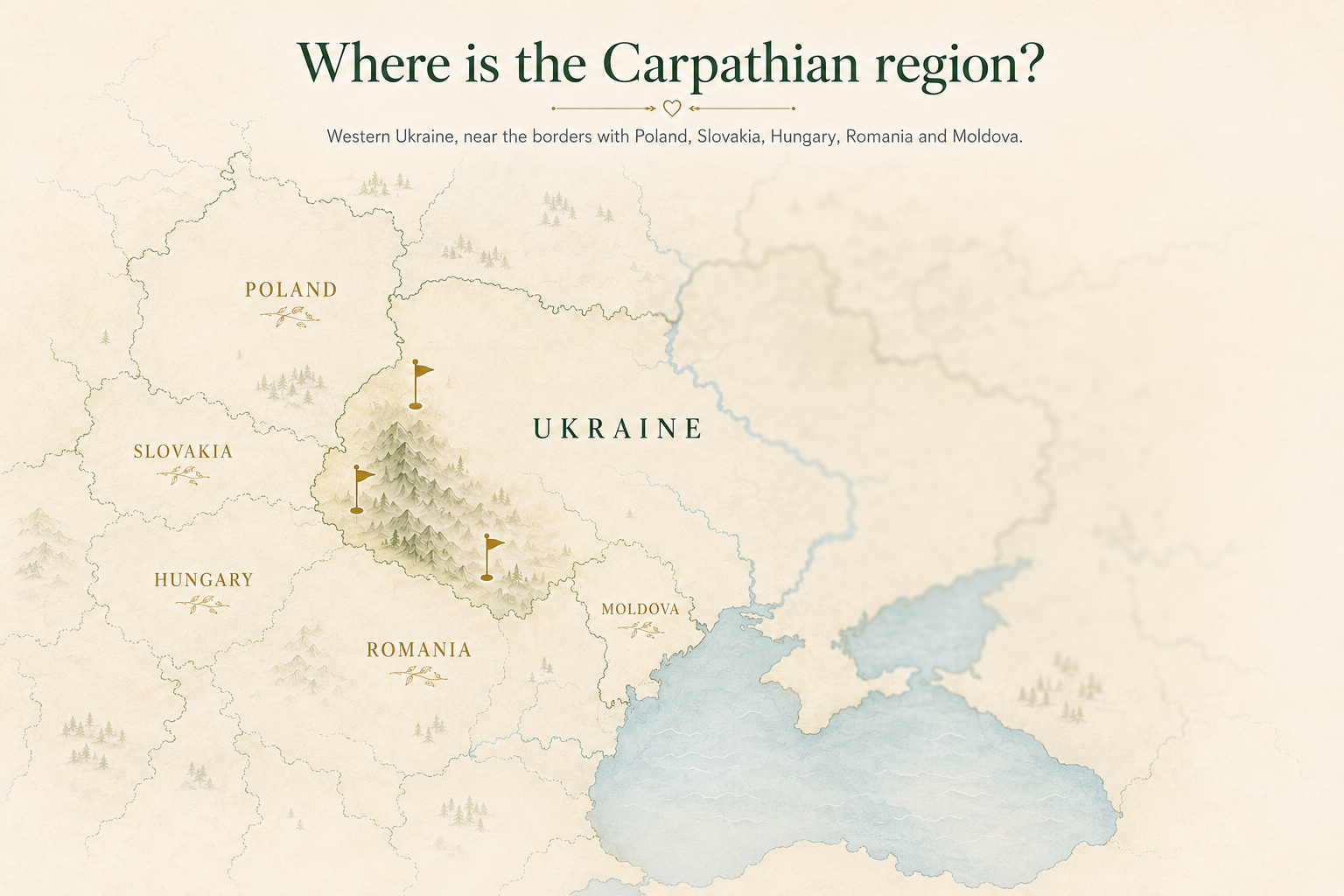 Map showing the planned Carpathian wedding region